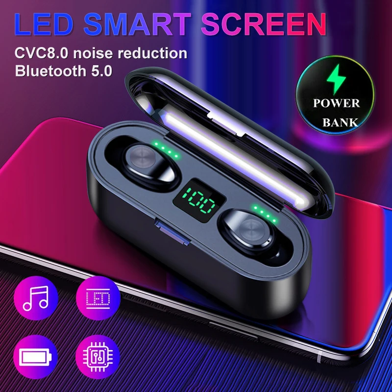 HIFI HD наушники TWS Bluetooth 5,0 с аккумулятором светодиодный дисплей цифровой в ухо сенсорный беспроводной водонепроницаемый гарнитура для IPhone samsung