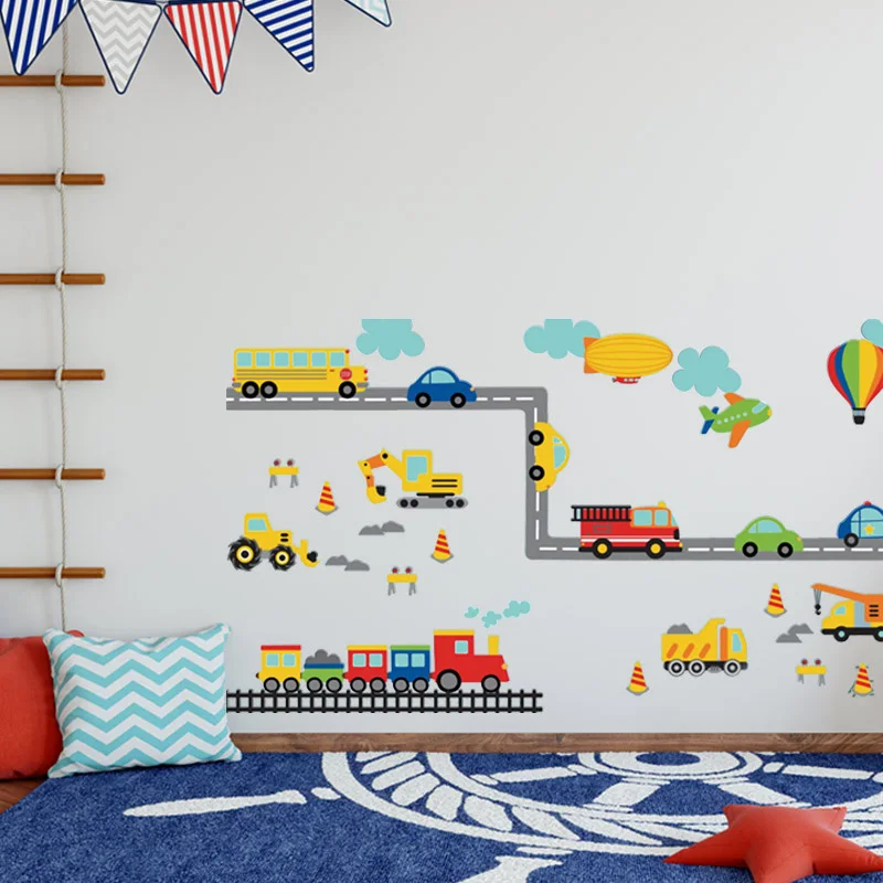Съемные настенные наклейки воздушные шары автомобильный мир трек грузовик