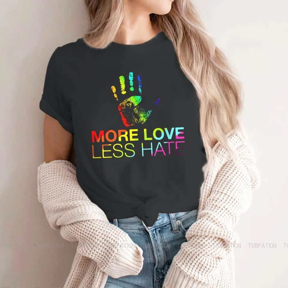 

More Love Less Hate Women TShirt LGBT Pride Month Lesbian Gay Bisexual Transgender Girls Graphic Tops Cotton Female T Shirt 5XL