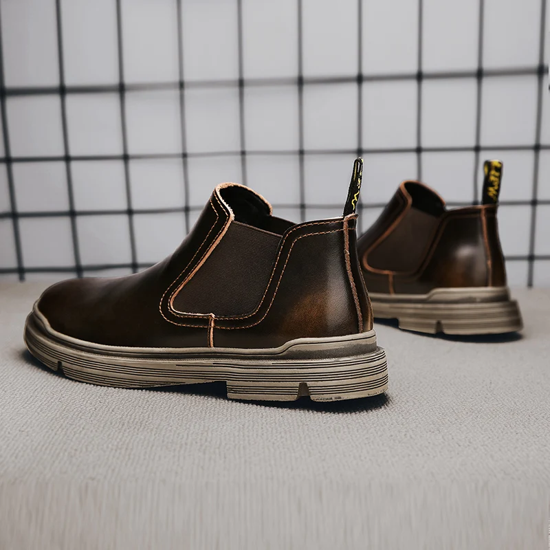

Autumn/Winter Leather Boots for MenBrown Mens Working Boots High Quality Chelsea Boots Man Brand Fashion Casual Footwear Mens