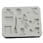 Хэллоуин метла Тыква лягушка ведьма силиконовая помадка мыло 3D форма для торта, капкейков Конфеты Шоколад Украшение инструмент для выпечки D176