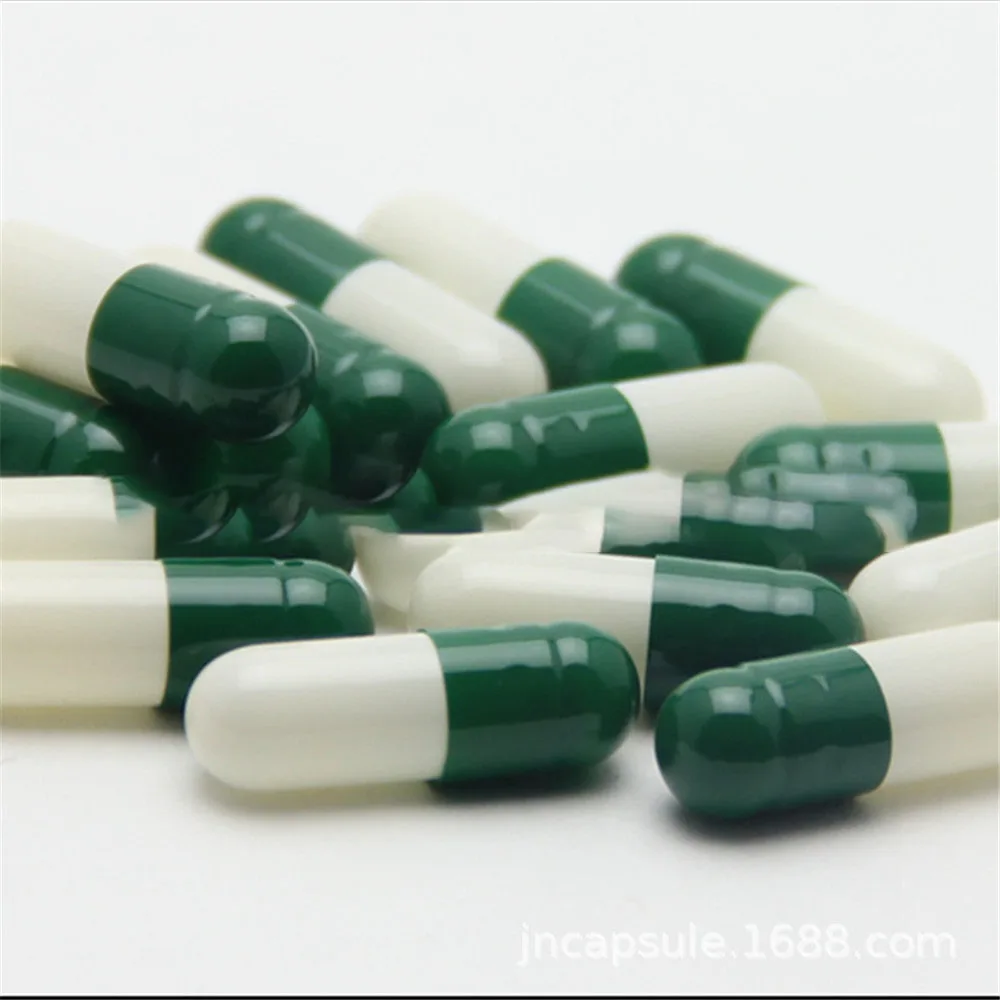 

1000Pcs Size 00# 0# Green White Empty Hard Gelatin Capsule Clear Kosher Gel Medicine Pill Vitamins Personal Pill Cases Splitters