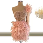 Floria шкаф платья с перьями для выпускного вечера по индивидуальному заказу размера плюс Короткое женское роскошное вечернее платье для свадебных торжеств праздничное платье для девочек, платье для танцев