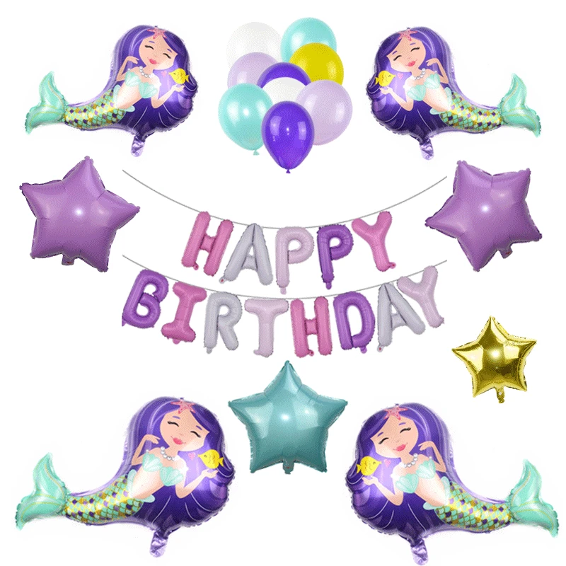 76 см * 48 Красивая тема русалки Фольга Воздушный шар хвост счастливый пирог на день
