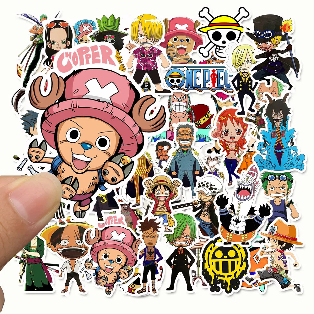 10 Вт 30 50 шт./упак. короткая футболка с героями из японского аниме ONE PIECE наклейки