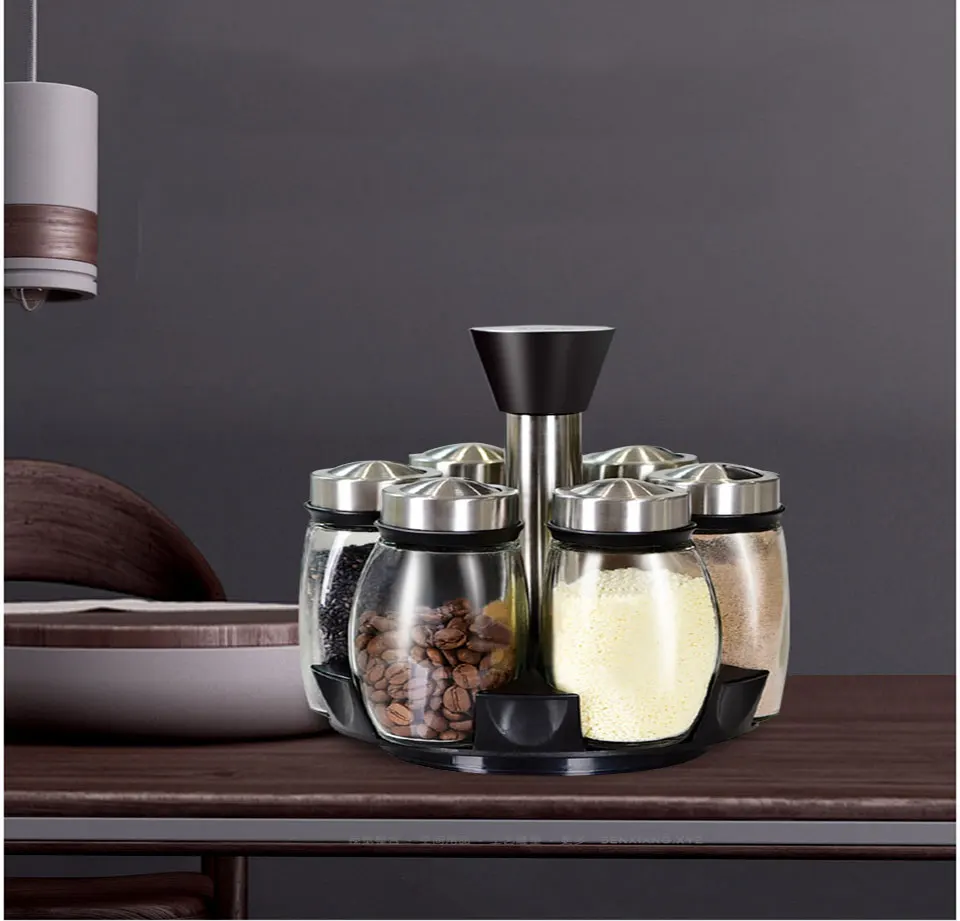 6 шт./компл./комплект прозрачных стеклянных банок для специй кухонных