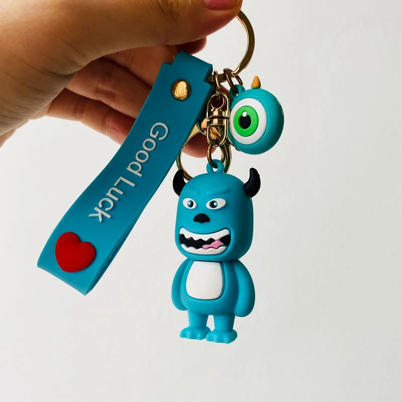 

Disney Action Figure Big Eyes Monster Keyring Toys Dolls Gift Q Version Monsters Inc University Mike Wazowski Keychain
