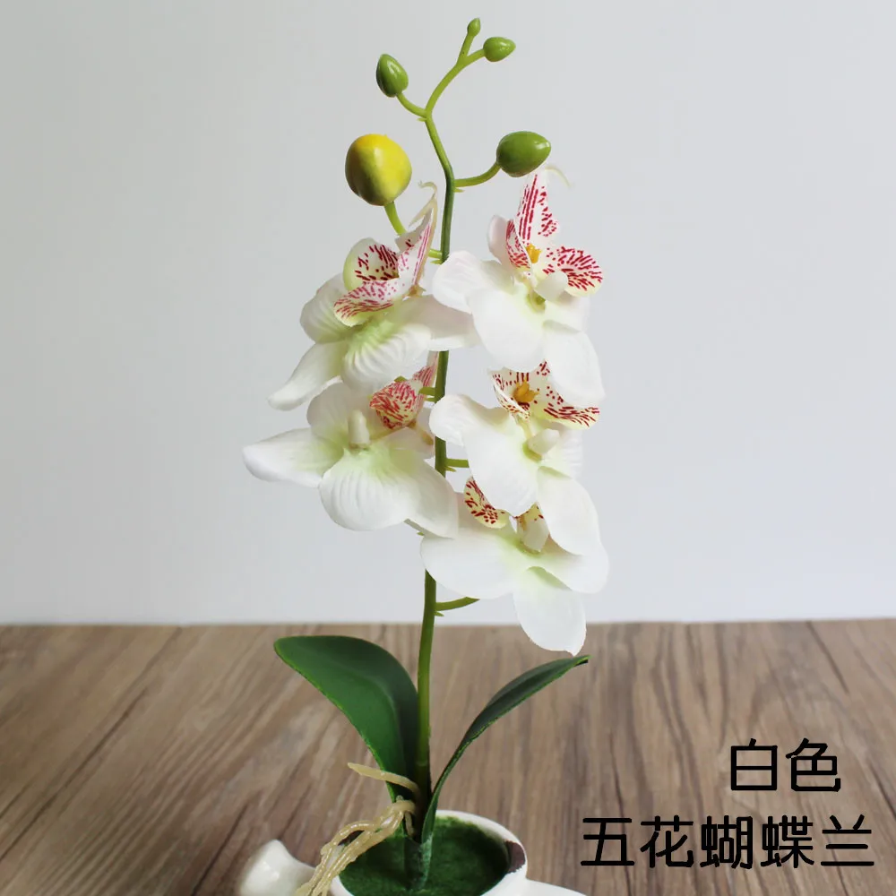 Искусственная бабочка Орхидея цветок ветка 28 см 5 головок украшение для дома и - Фото №1