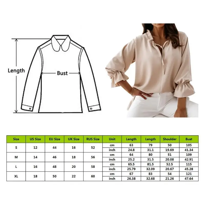 

Deep V Neck Ruffle Blouse Shirts Women 2021 Spring Autumn Sexy Solid Loose Tops Ladies New Casual Long Sleeve Office Blouses