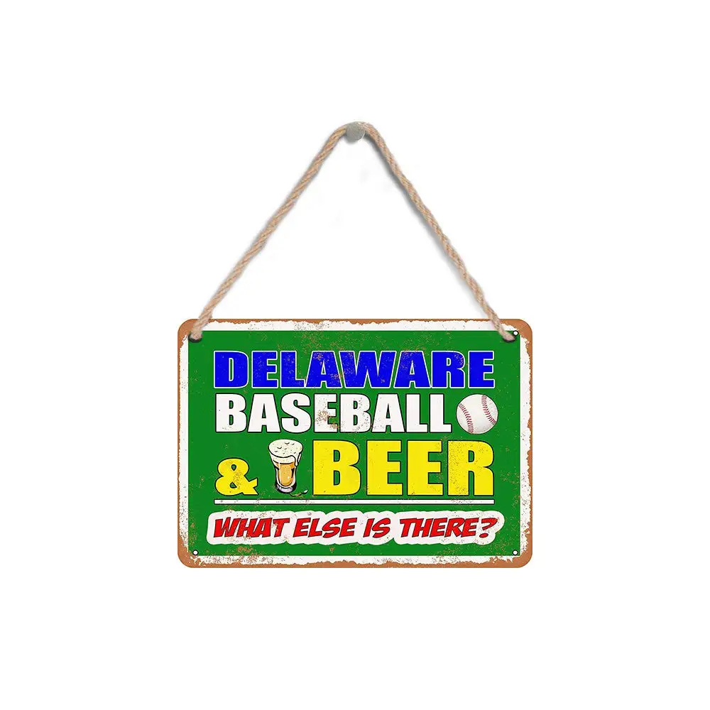 

Isaric деревянный подвесной знак 8X12 дюймов делэвер Бейсбол и пиво деревянный знак