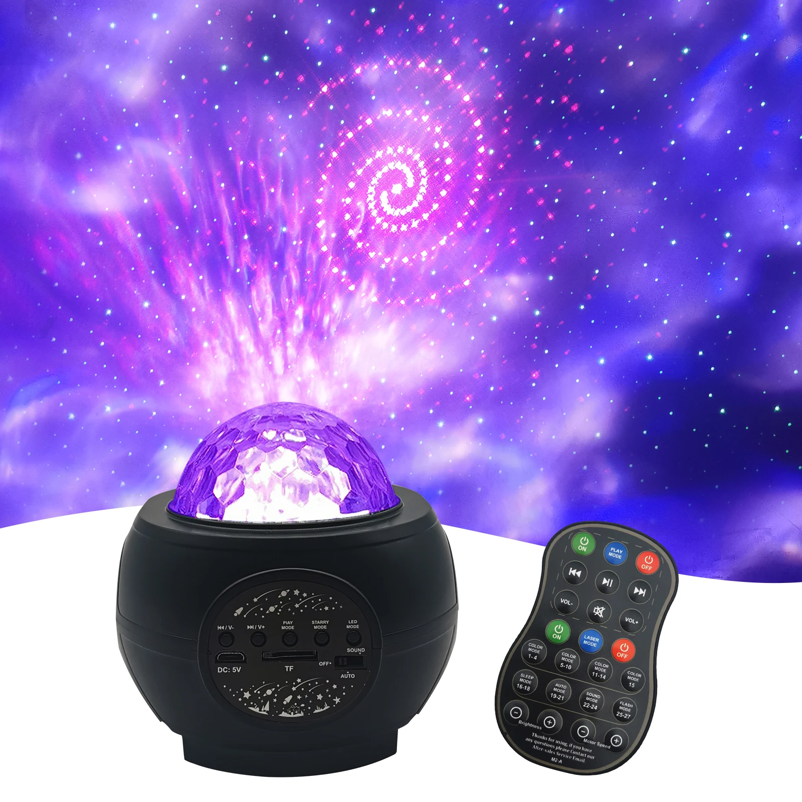 

Музыкальный проектор звездного неба, светодиодная лампа-проектор звездного неба, светильник, настольный ночсветильник с Bluetooth динамиком и ...