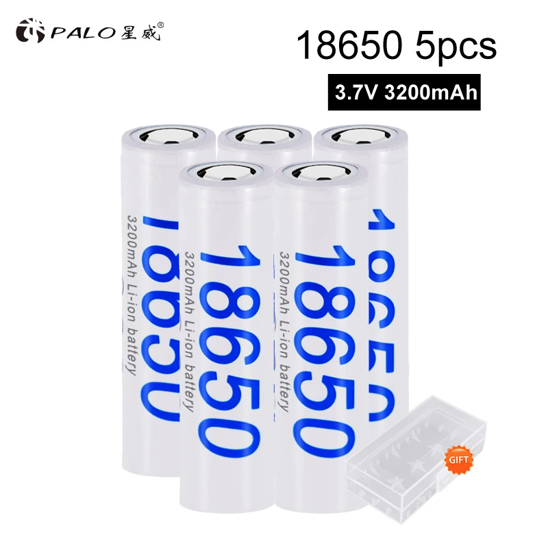 5PCS battery PALO PALO DBHE41865 3200 мАч литиевая батарея 18650 3,7 в мощность перезаряжаемые батареи для фонарика батареи - Цвет: 5PCS battery