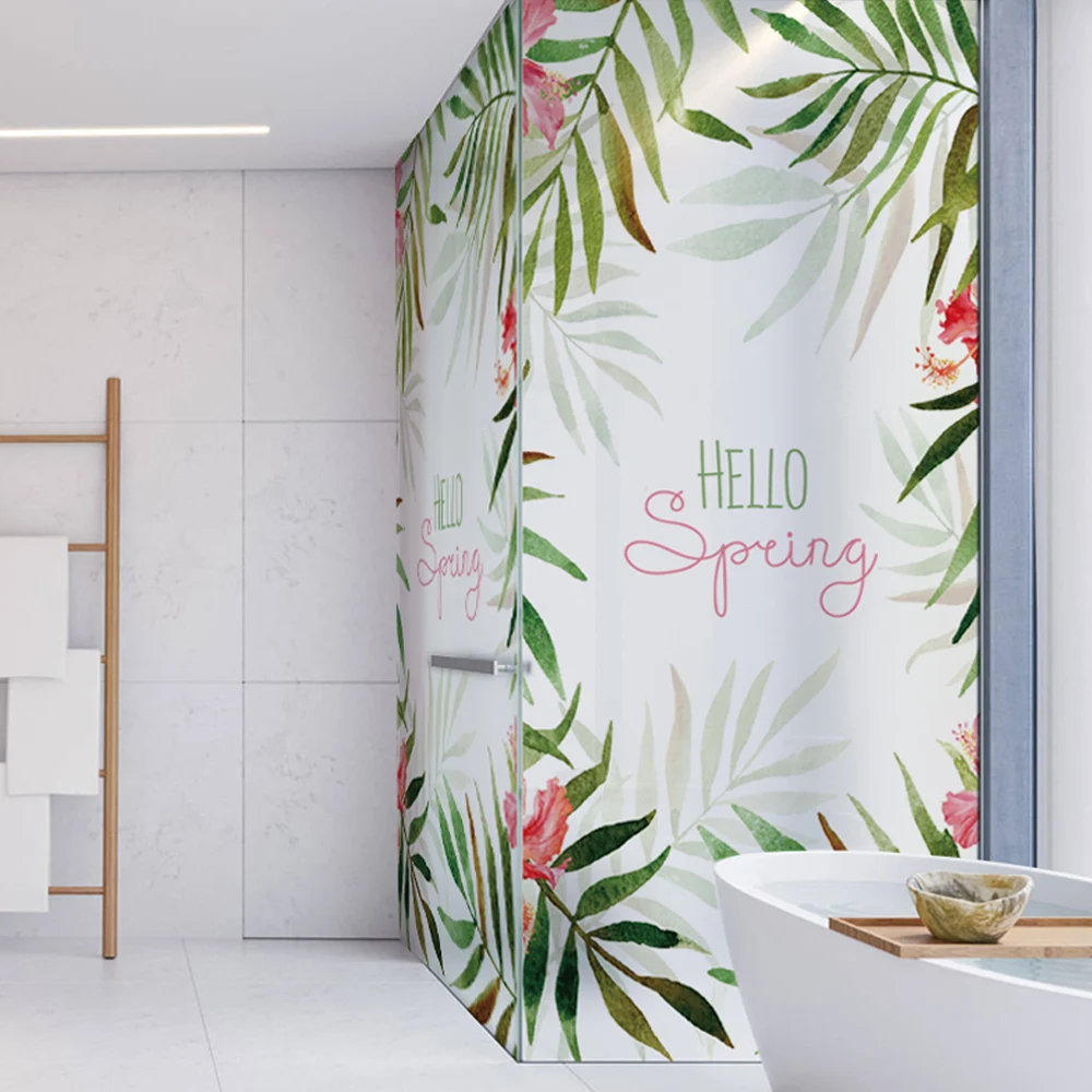 PVC Glass Film 2018 New Style Window Frosted Opaque Privacy Sticker Home Decor Digital Print BLT1294 Plant Garden | Дом и сад