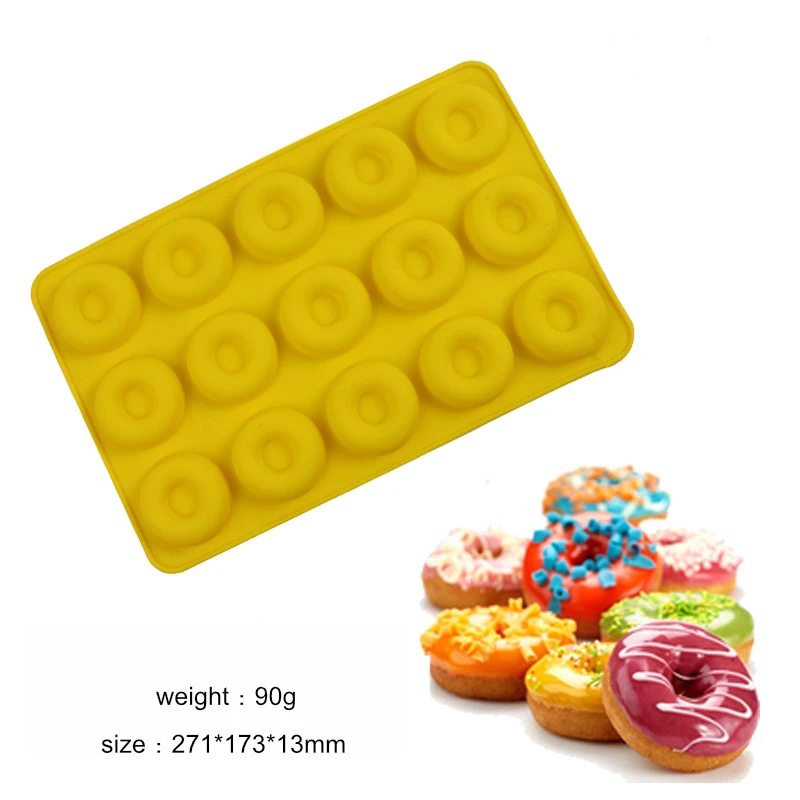 

15-Cavity Mini Donut Dessert Baking Pan Silicone Mould Bakeware Chocolate Donut Biscuit Cake Silicone Mold Tools