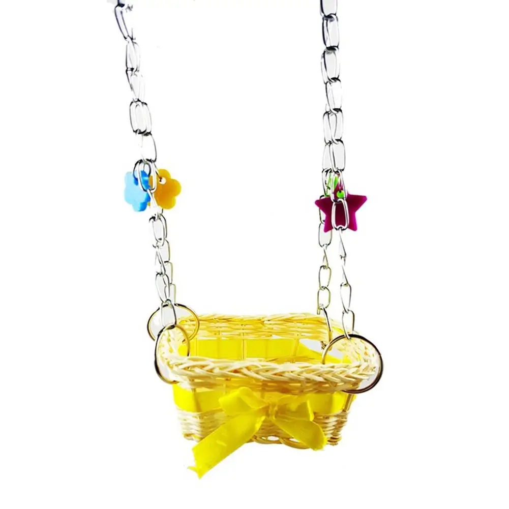 

Bird Toy Sling Chain Hand Knitting Hammock Climbing Biting Pet Hanging Basket Yellow Dreamy Hammock Is Suitable For Small Birds