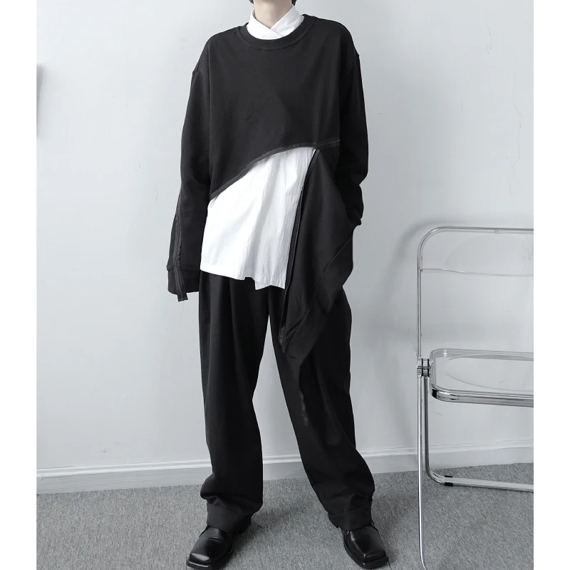 

Men Hoodies Women Autumn Zip Irregular Pullover Sweatshirt Harajuku Dark Gothic Owen Male Streetwear Men Clothing Japan Style