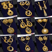 xuhuang dubai new vintage necklace earrings sets for women 2021 trendy jewellery gifts geometric indian gold plated drop earring