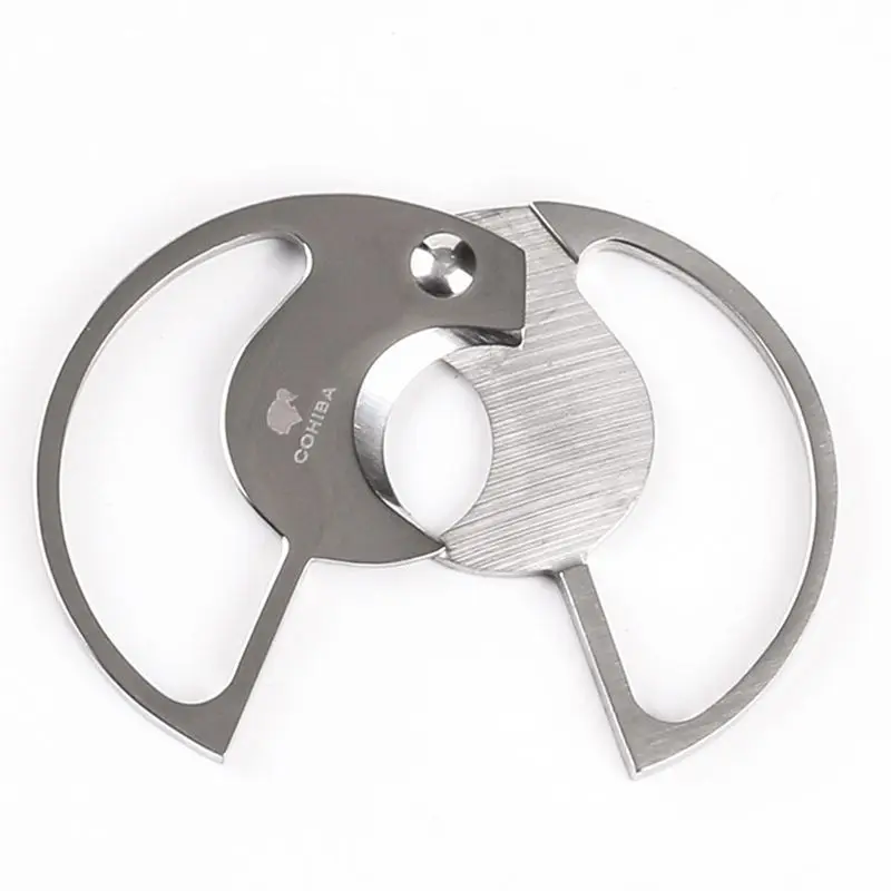 

Hot new Round Stainless Steel Pocket Cigar Cutter Knife Double Bladed Scissors Stainless Steel Cuban Cigar Tool