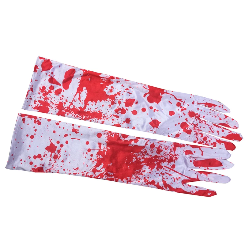 

Halloween Gloves Blood Drop Horror Ghosts Gloves Dress Up Gloves Cosplay Costume 1 Pairs Mid-length Full Finger Gloves