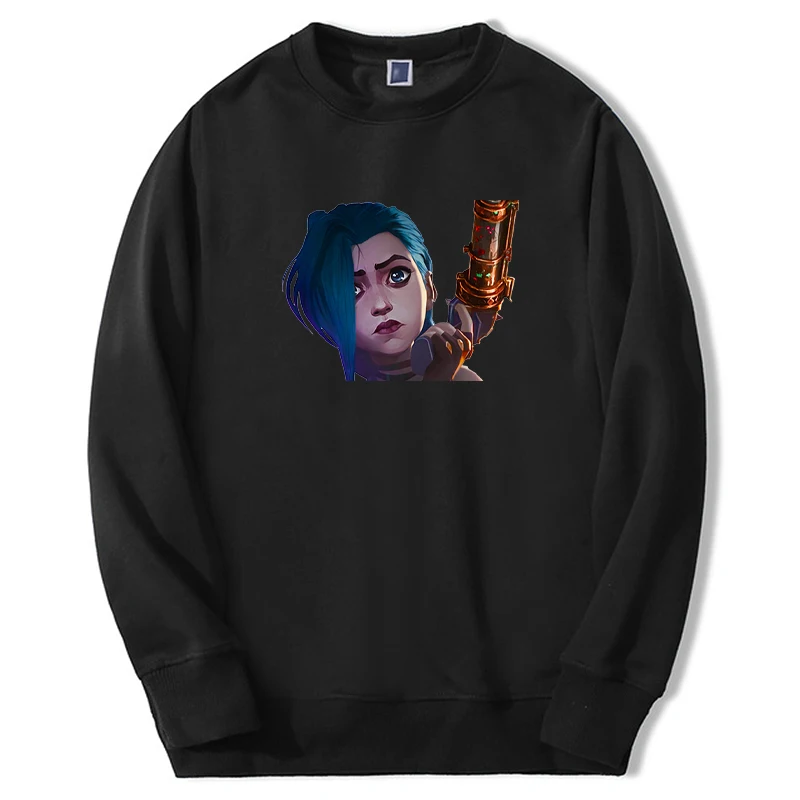 

Arcane Hot Anime Cartoon Jinx 2021 Winter Male Fashion Hoodie Sweatshirts Fleece Powder Jinx VI Hoody Man Harajuku Sweatshirt