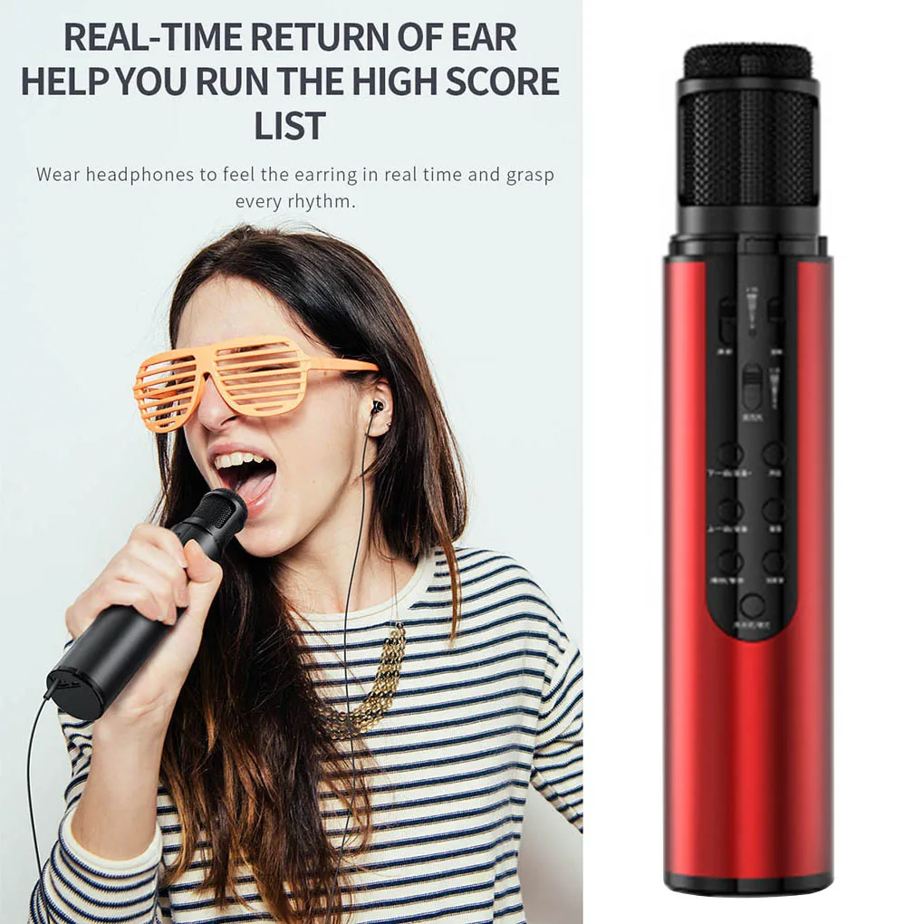 

Karaoke Microphone Voice Change Handheld KTV Condenser Wireless Bluetooth 4.2 Audio Mic