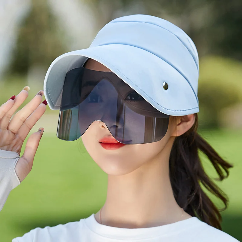 

Visera Mujer Women's Hat Baseball Cap Sunshade 2021 Summer Outdoor Big Brim With Lens Sun Visor Ponytail Hat Cycling Windproof