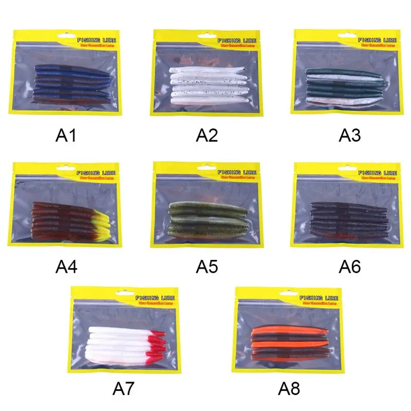 

6PCS Earthworm Lure 11.5cm-5.5g Fishing Two-Color Mixed Simulation Soft Lure 1 Pack