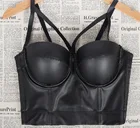 Wriufred слинг из искусственной кожи застежкой-молнией на спине, бюстгальтер, чашечки расположены рядом, размера плюс бюстгальтер без косточек, просвечивающее сексуальное нижнее белье женское приталенное вечернее платье женское белье