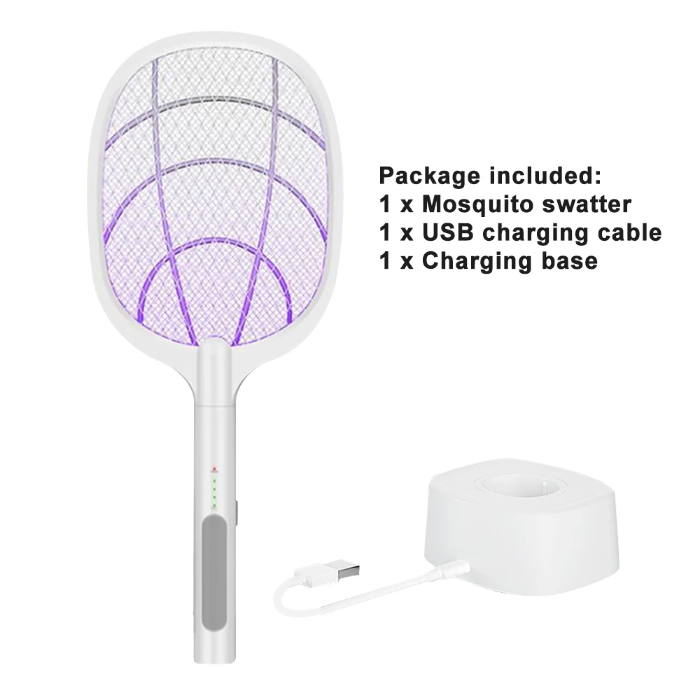 

Insect Racket Killer With UV Lamp 3000V Electric Flying Mosquito Bug Zapper Swatter Tennis Racket Rechargeable Insect Fly 2