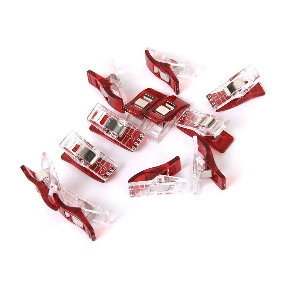 

10 PCS Colorful Sewing Craft Quilt Binding Plastic Clips Clamps Pack