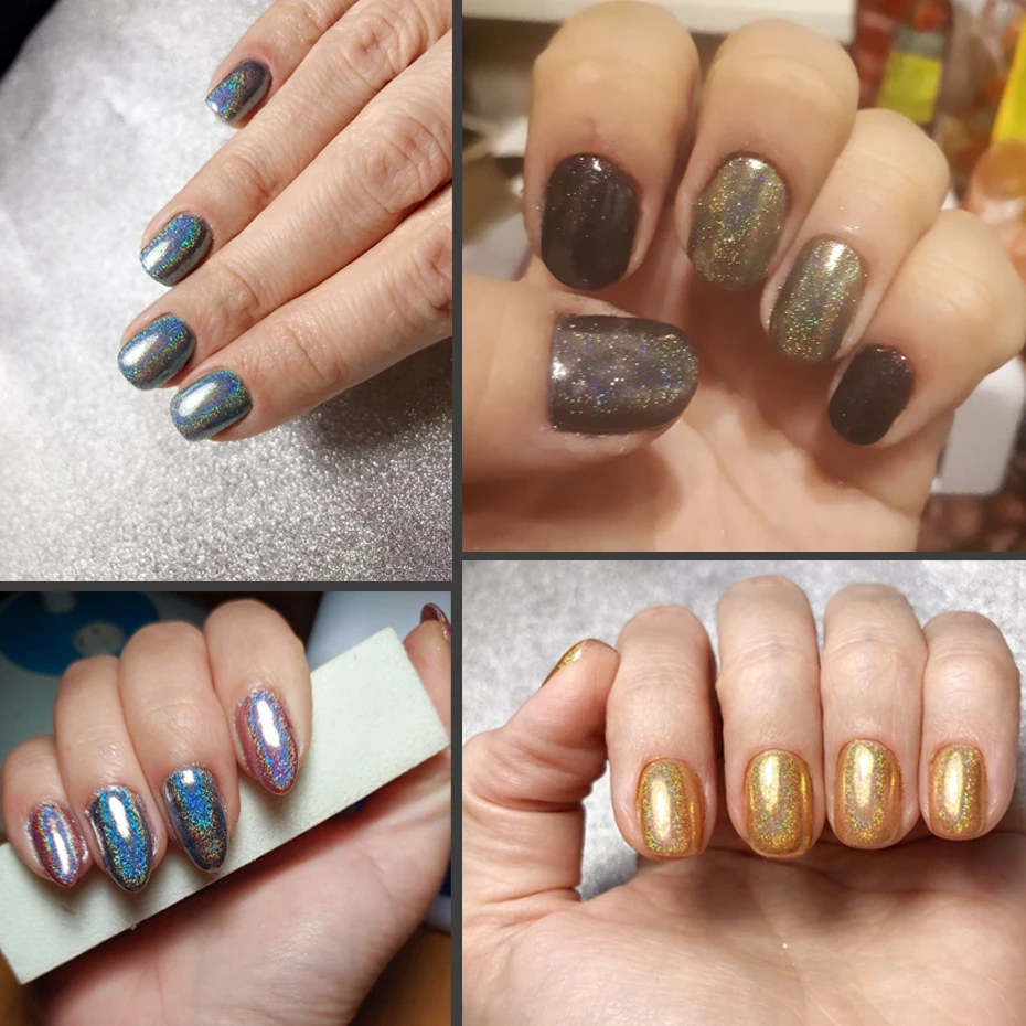 12 жир градиентный голографический лазер дизайн ногтей Блестящий зеркальный