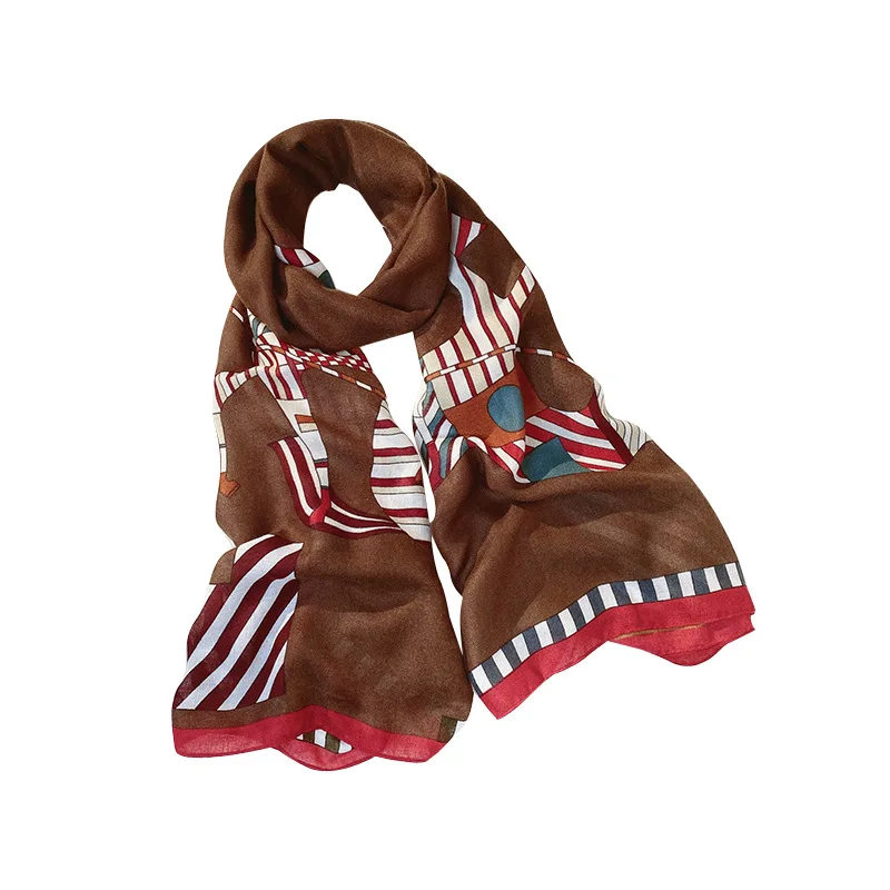 

2021 New Cotton Scarf Women Neck Hair Band Foulard Square Small Headband Fashion Print Neckerchief Scarves Bandana 85*180cm