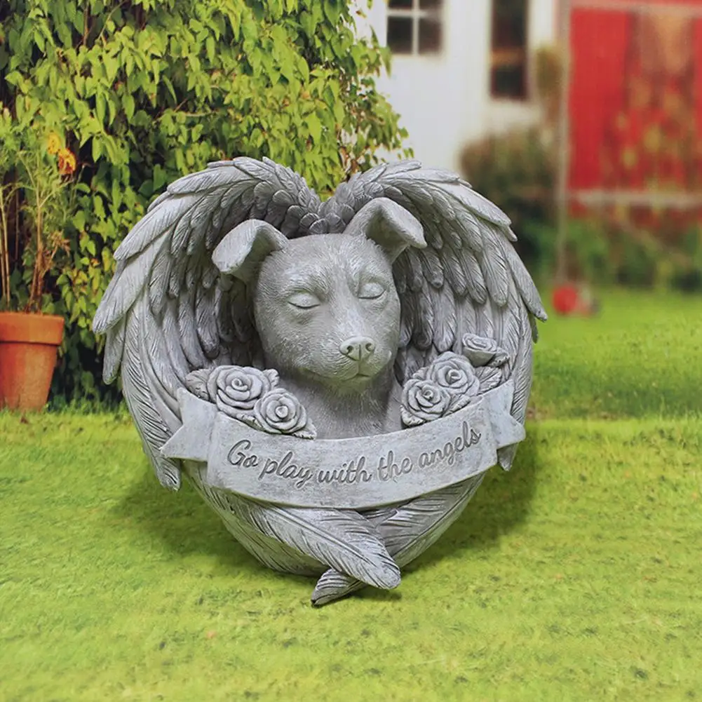 

Angel Pet Memorial Statue Resin Sleeping Cat/Dog Sculpture Beloved Pet Monument Tombstone Home Garden Decoration