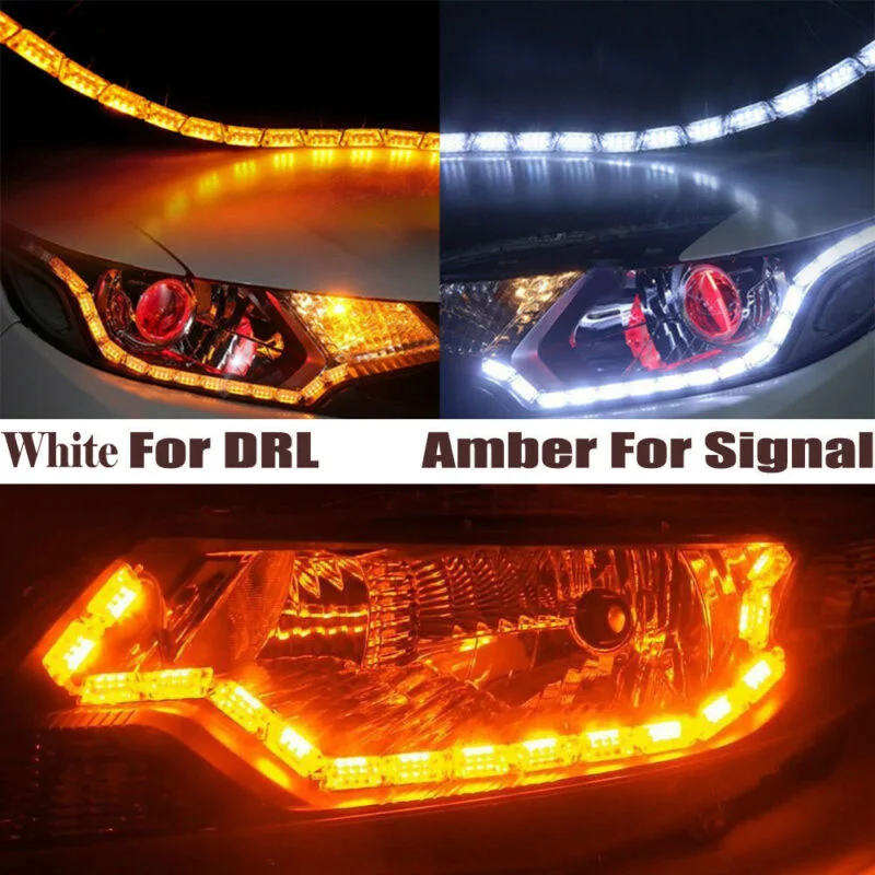 2x Автомобильный светодиодный светильник дневной ходовой двойной цвет супер