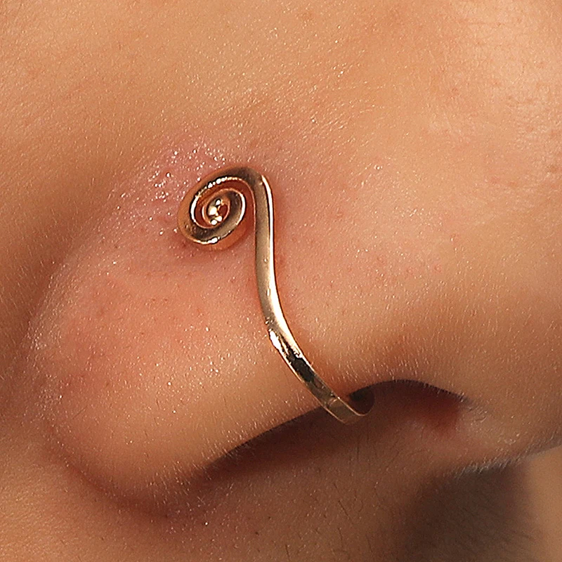 

1pcs 15 mm Copper Wire Spiral Fake Piercing Nose Ring Clip Nose Ring Also Can Be Ear Clip Cuff Jewelry