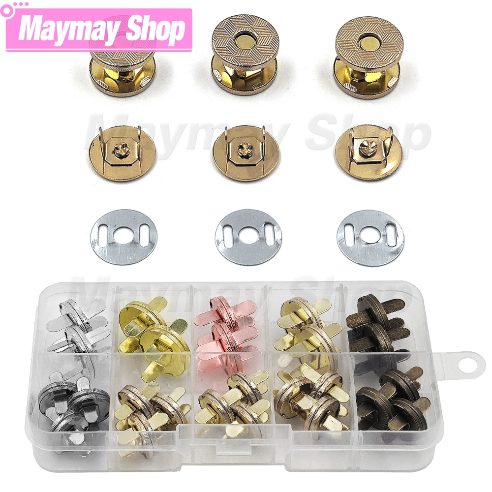 

20sets/lot 14mm 18mm Magnetic Buttons Bags Clasp Snaps Magnet Automatic Adsorption Metal Wallet Button DIY Sewing Leather Craft