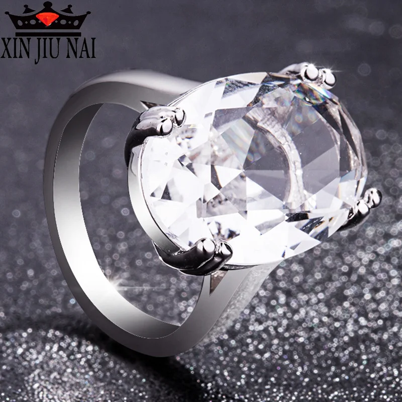 CZ серебро эллиптическая огранка Синий Белый Кольцо женское ювелирное изделие