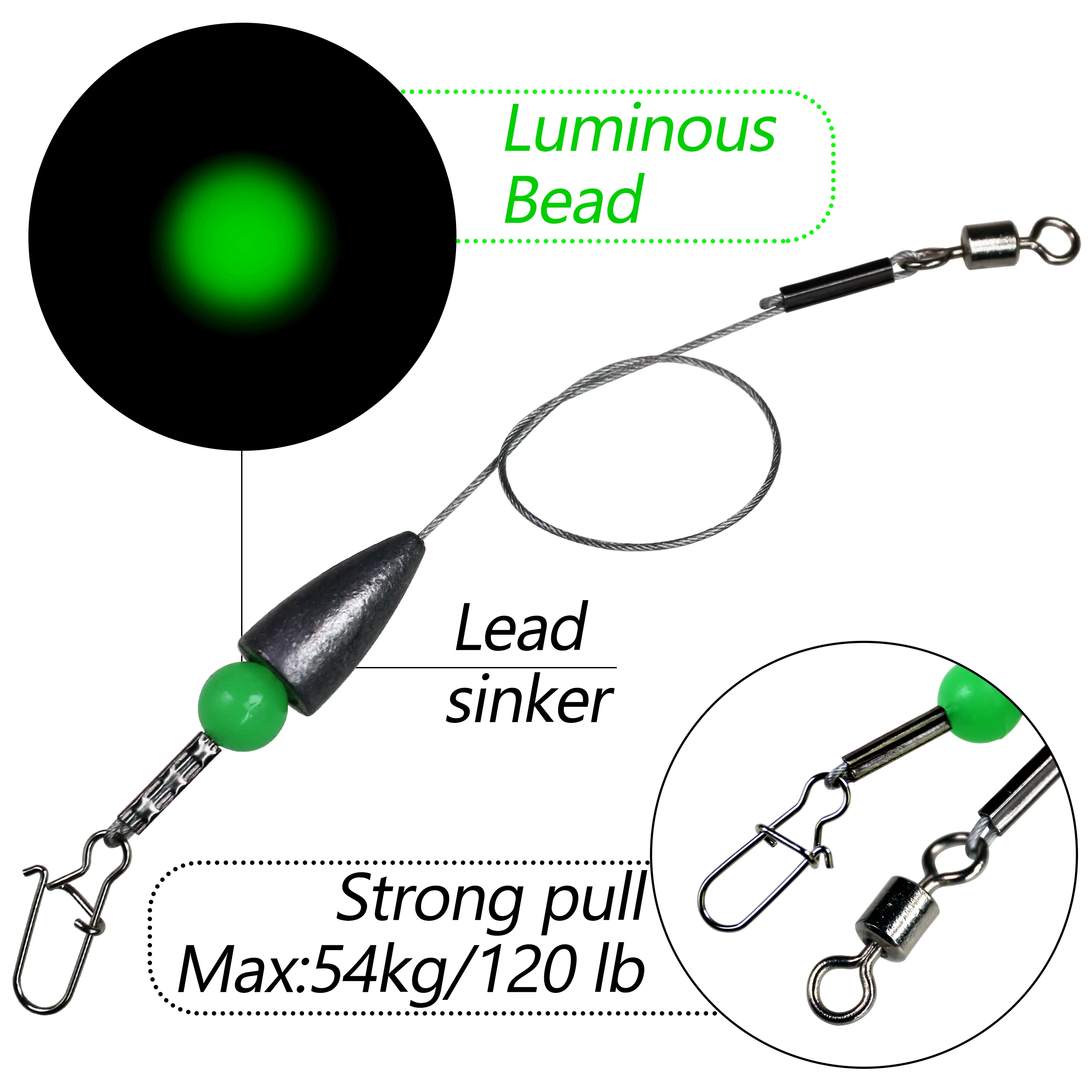 5 шт. рыболовная Каролина готов снасти с грузилом из нержавеющей стали поводковая