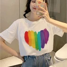 Женская футболка в стиле ЛГБТ, футболка в стиле Харадзюку Ullzang для геев и гордости, топ с графическим мультяшным принтом лесбиянок в Корейском стиле