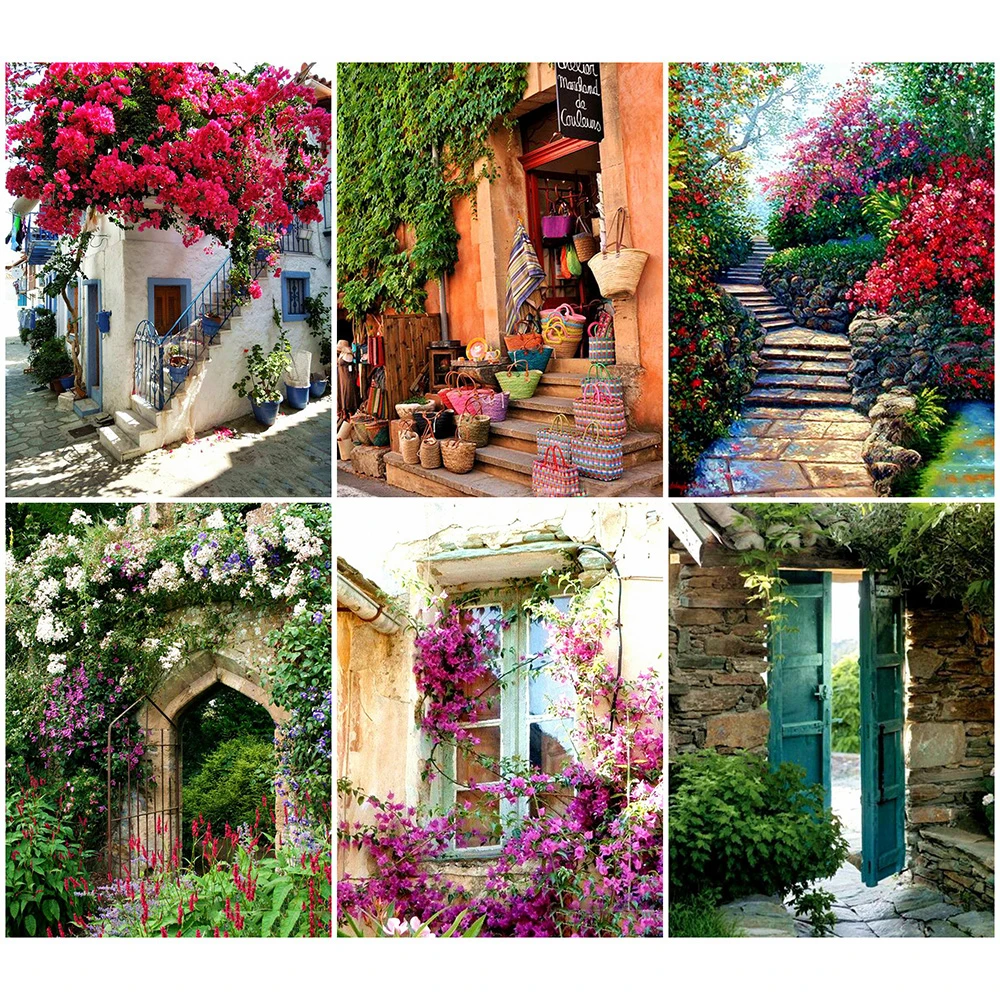 Квадратная алмазная живопись Muxun с полным заполнением 5D дверь пейзаж вышивка