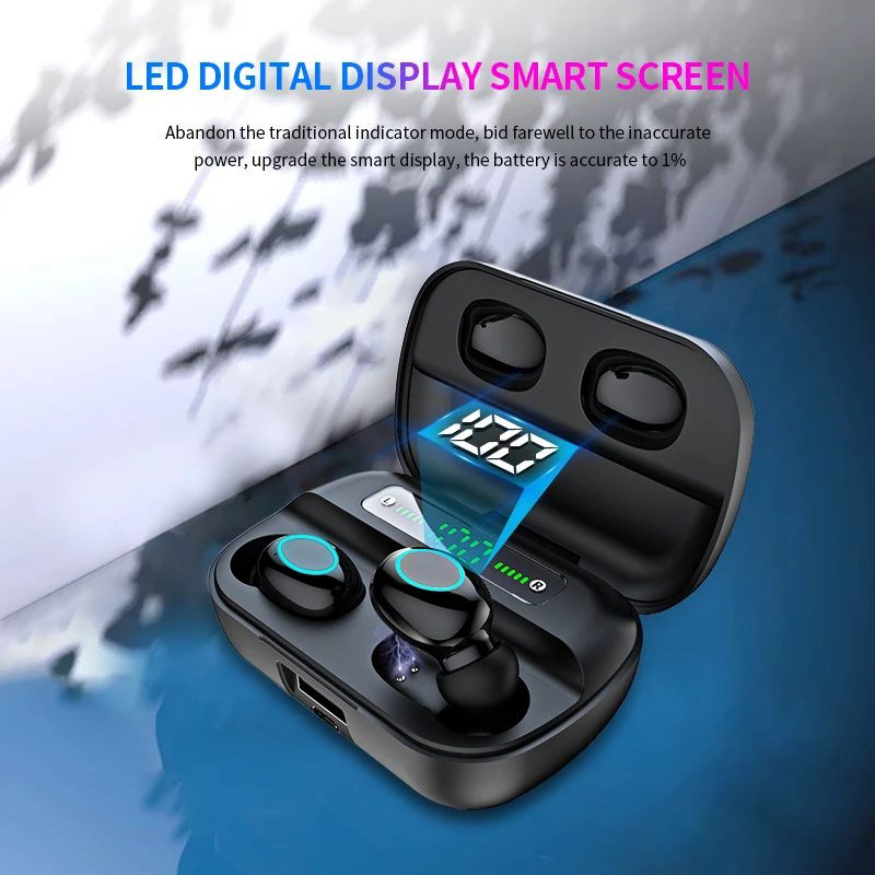 HBQ Touch Bluetooth V5.0 наушники портативные TWS беспроводные мини наушники 3D стерео гарнитура 3500 мАч как внешний аккумулятор с светодиодный дисплеем