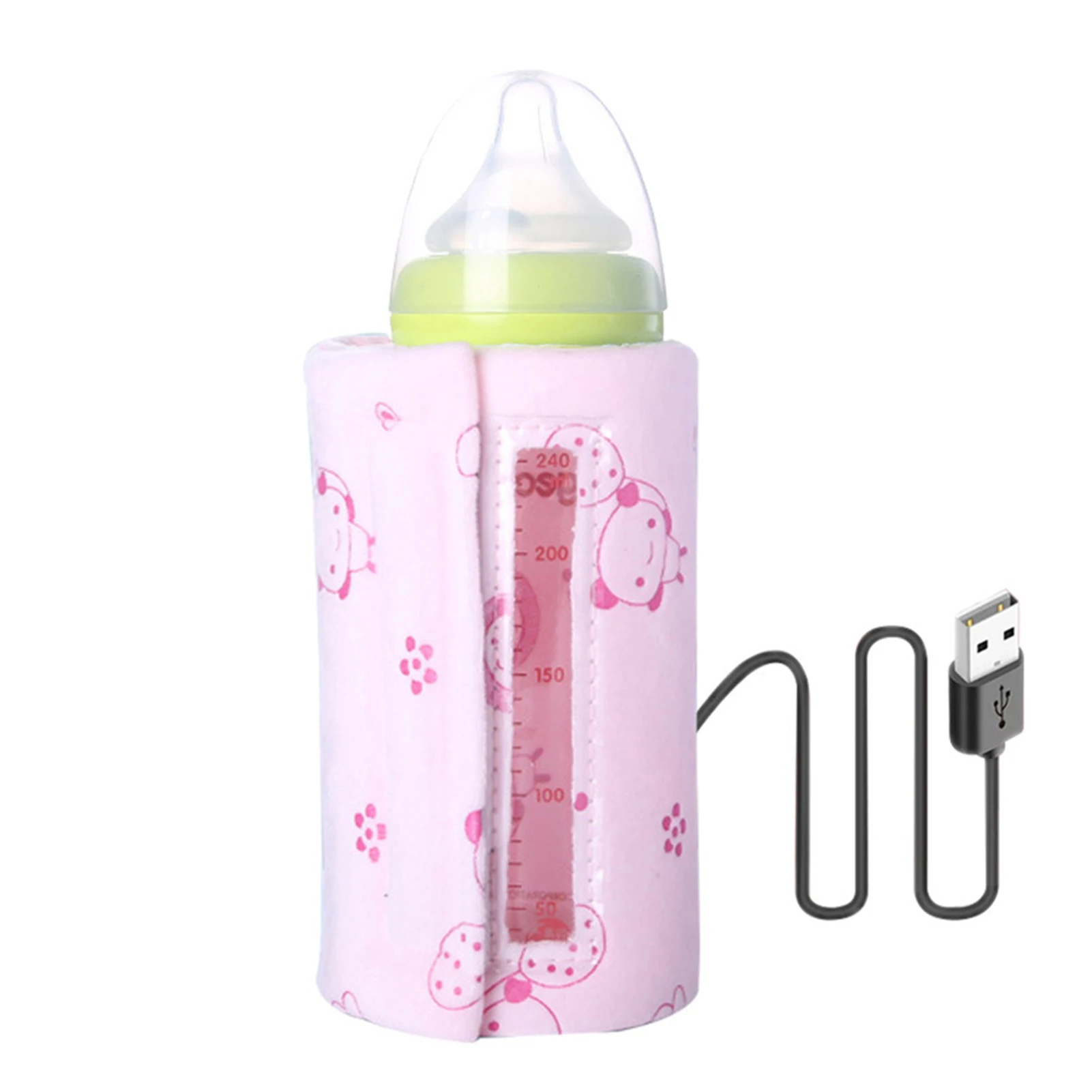 

Travel Portable Washable Printed Infant Feeding USB Baby Bottle Warmer Cotton Blend Car Home Outside Insulation Cover Thermostat