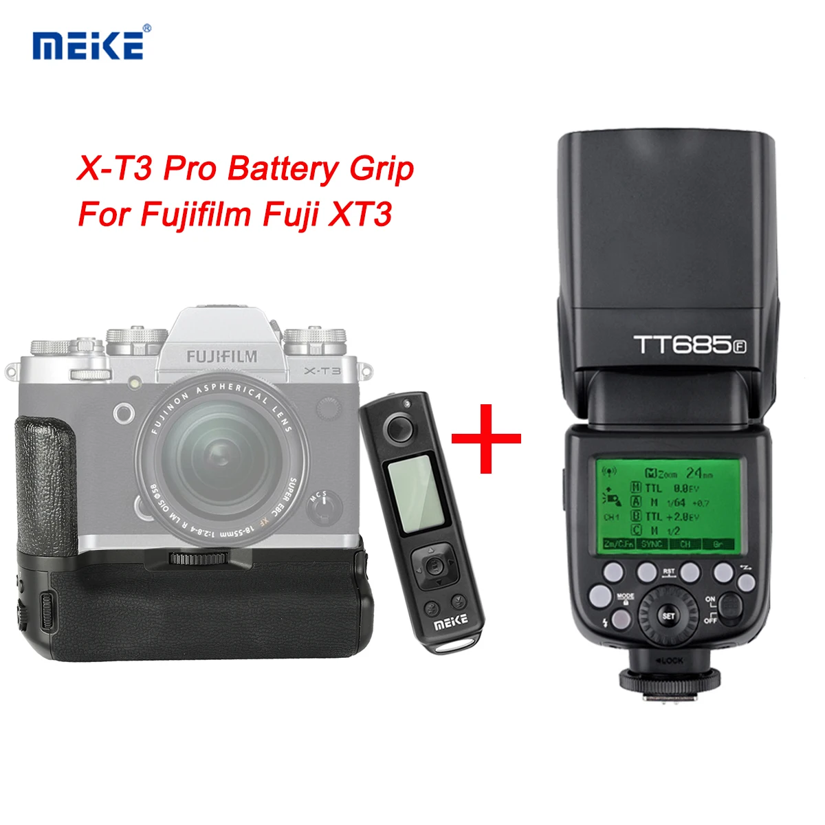 Meike MK XT3 Pro батарея ручка с GODOX TT685 вспышка света для Fujifilm Fuji держатель камеры X T3 PRO