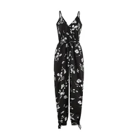 sexy deep v neck jumpsuit with rope hanging neck party ladies suspenders long casual pants