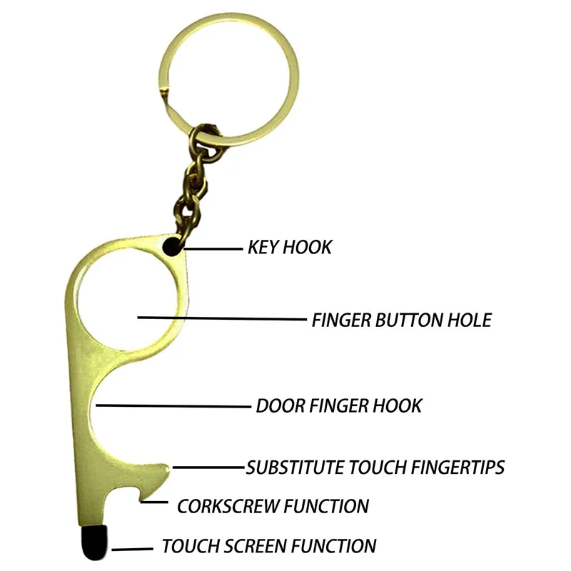 

2 Pcs Contactless Door Opener Keychain Tool with Stylus Tips for Push Elevator Buttons Screens @M23