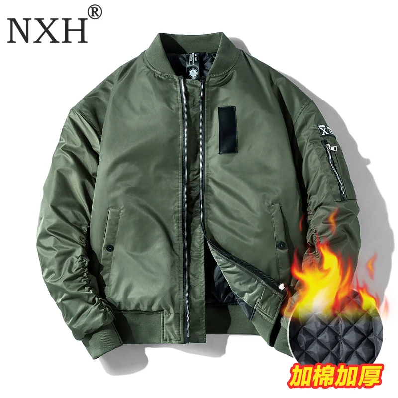 NXH Большие размеры толщиной бомбардировщик jaket Для мужчин Ma1 пилот пальто Бейсбол