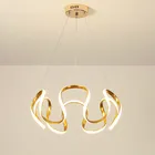 Современный светодиодный подвесной светильник для столовой, спальни, гостиной, кабинета, серый, золотой и оправа кофейного цвета, украшение для дома, люстра, светильники