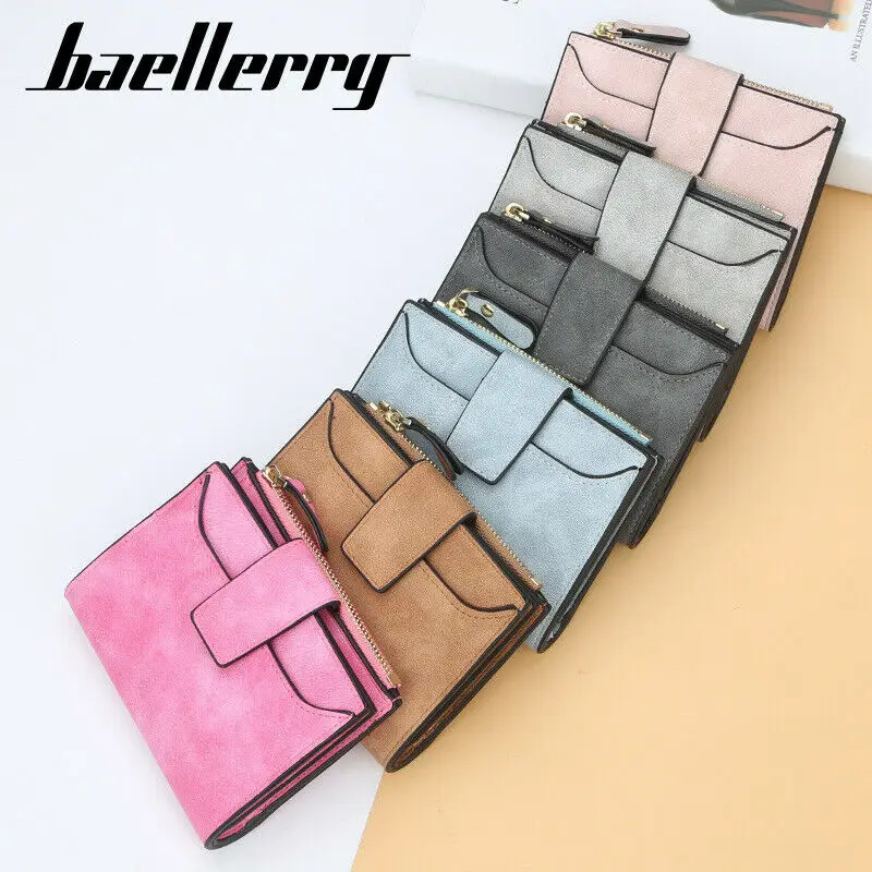 

2020 Newest Hot Women Solid Color Short Wallet Coin Purse Organizer Zipper Pocket Small Credit Card Holder Purse