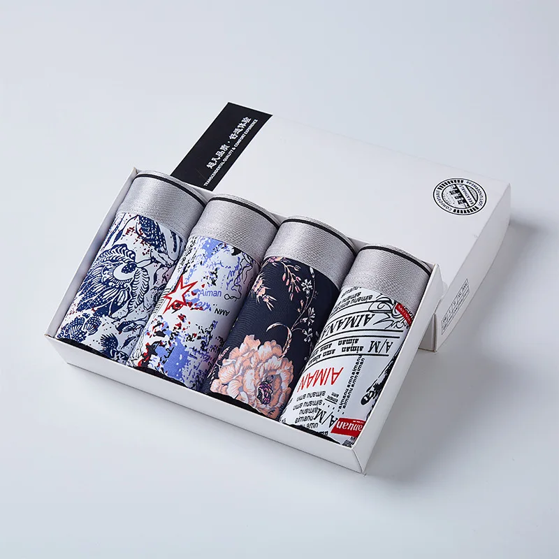 

New summer underwear men's pants moda l thin youth breathable ice silk flat angle men's four corner short pants trend