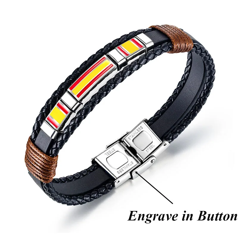 V.YA простой браслет из нержавеющей стали винтажный ручной тканый мужской кожаный